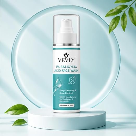 Face Wash, Foam, with Built-in Silicone Facial Brush, 100 ml, for Glowing Hydration (1% Salicylic Acid Facewash)