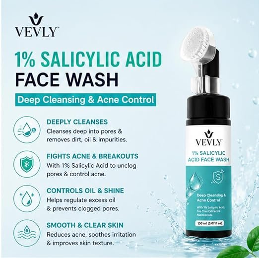 61AIIJC2PtL._SX522_ Face Wash for Hyperpigment, Dull skin with Vitamin B5, Deep Cleansing & Oil Control, 150 ml (1% Salicylic Acid Facewash)
