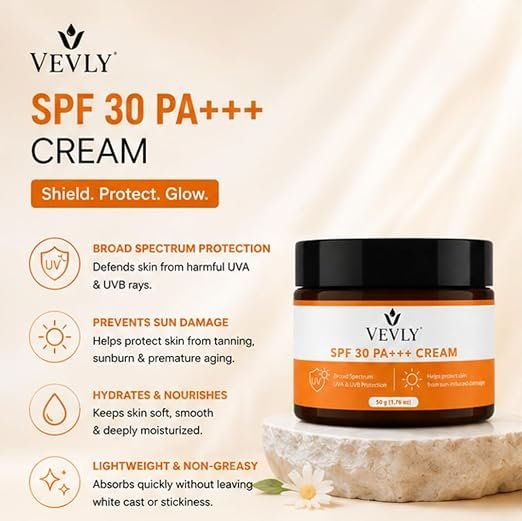 61NxMgv+CjL._SX522_ SPF 30 PA+++ Sunscreen Cream with Broad Spectrum UVA UVB Protection for Skin from Sun Damage Tanning and Sunburn with Hydrating Nourishing Formula Lightweight Non Greasy and Quick Absorbing 50g