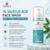 Face Wash, Foam, with Built-in Silicone Facial Brush, 100 ml, for Glowing Hydration (1% Salicylic Acid Facewash)