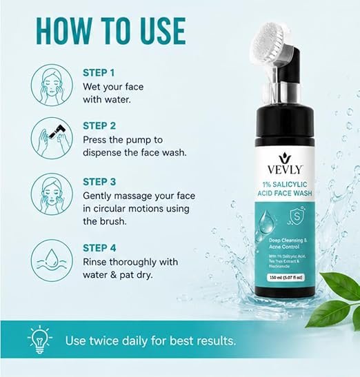 61nrDSZG8jL._SX522_ Face Wash for Hyperpigment, Dull skin with Vitamin B5, Deep Cleansing & Oil Control, 150 ml (1% Salicylic Acid Facewash)