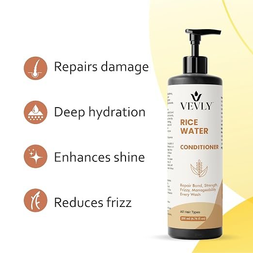 71rEM9Z31ZL._SX522_ Conditioner, Anti Hair Fall, Frizz-Free, Soothes Dry Scalp, Boosts Hair Growth, All Hair Types, 200 ml (Rice Water Conditioner)