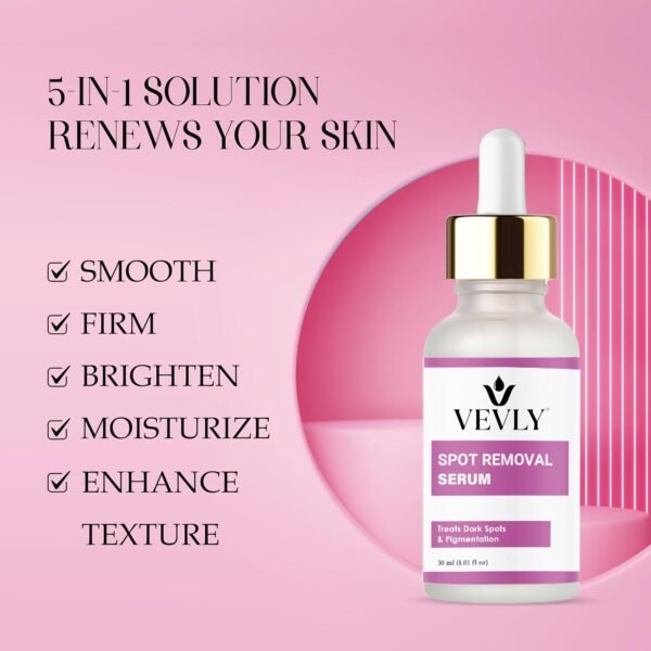 vevly spot removal serum- Spot Removal Serum is a powerful brightening treatment designed to tackle dark spots, hyperpigmentation, and dull skin