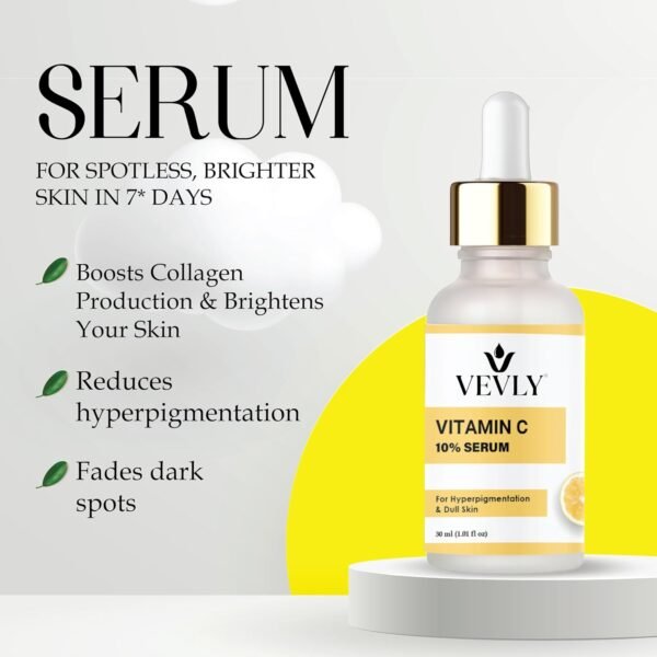 vevly vitamin c10%-1 Vitamin C 10% Serum for Hyperpigmentation & Dull Skin, Brightening Face Serum, 30ml